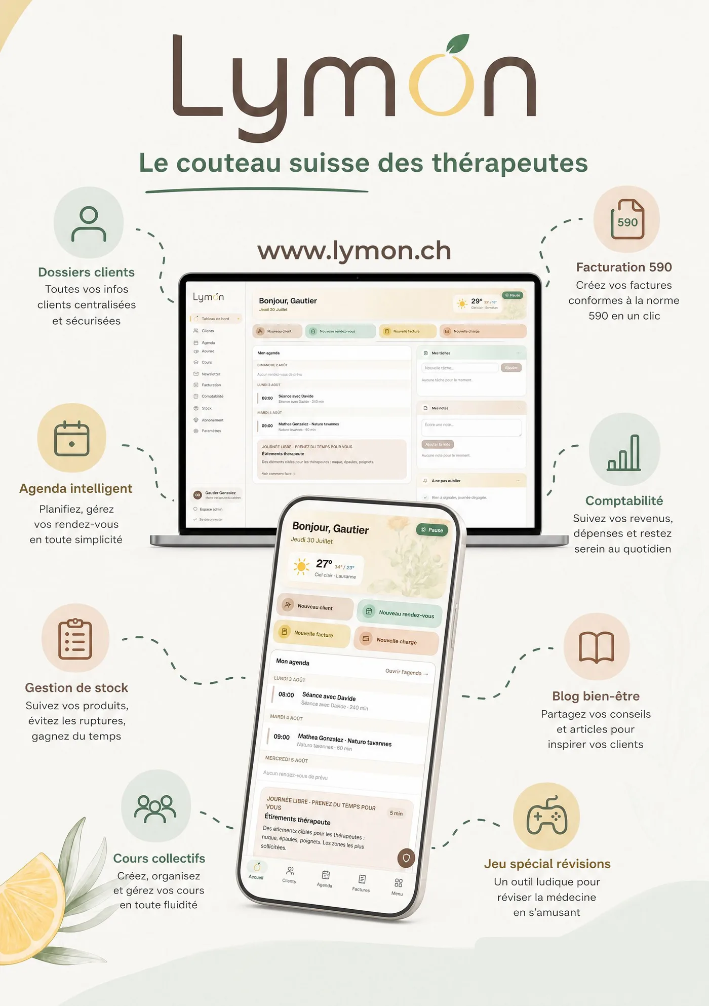 Flyer Lymon : le couteau suisse des thérapeutes